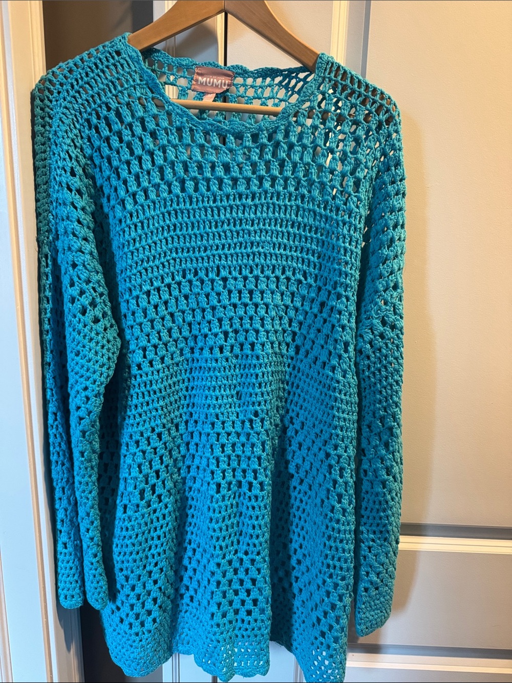 Open-Knit Crewneck Dress/ beach cover up